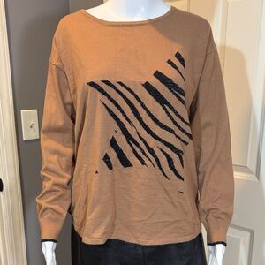 Adyson Parker Tan Zebra Print Long Sleeve sweater